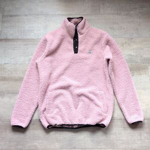 Dutch Bros Sweatshirt Pink Fleece Top Snap Collar Size Small S Unisex